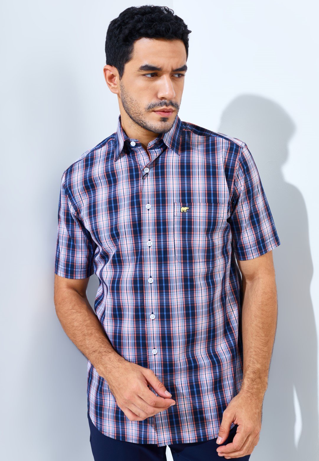 Jack Nicklaus Causeway Premium men's shirt Winslow Plaid Classic Navy