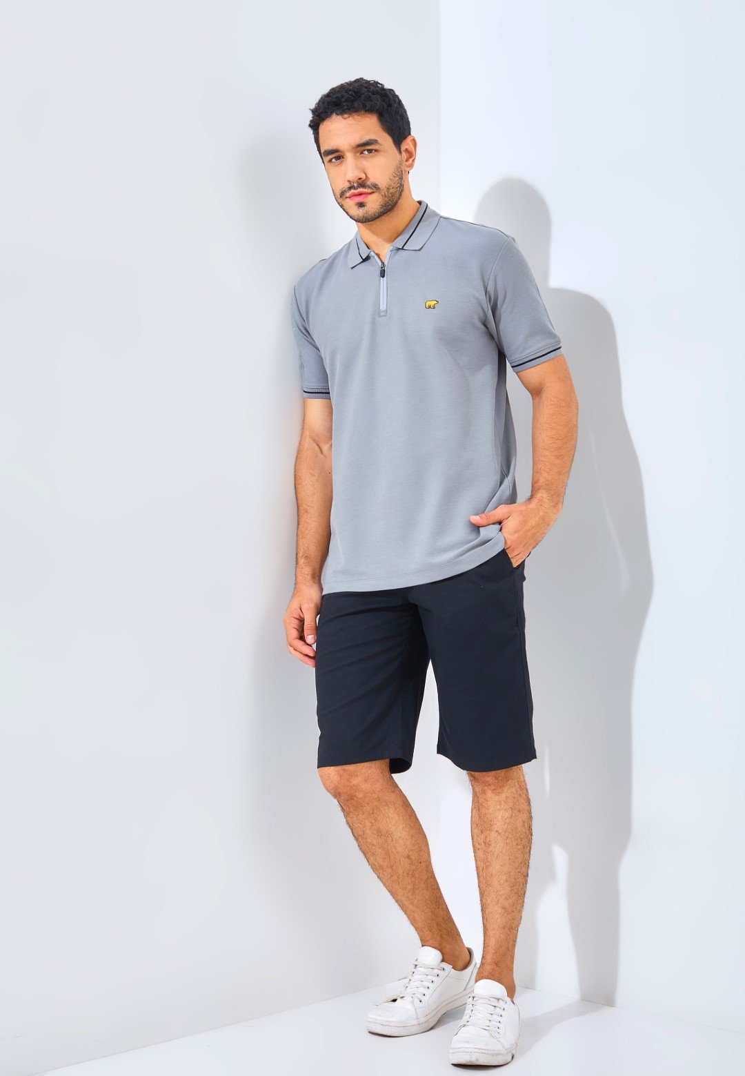Jack Nicklaus Opera Polo Shirt Pria Regular Fit Monument Grey - Image 4