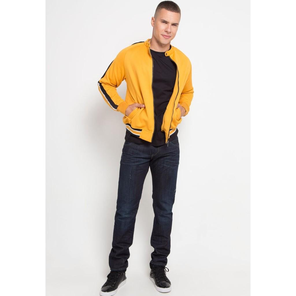 d&f Jaket pria Bomber Flaknit in sleeve - Mustard - Image 4