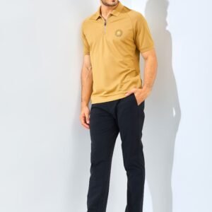 Jack Nicklaus Ferris Polo Shirt Pria Slim Fit Khaki