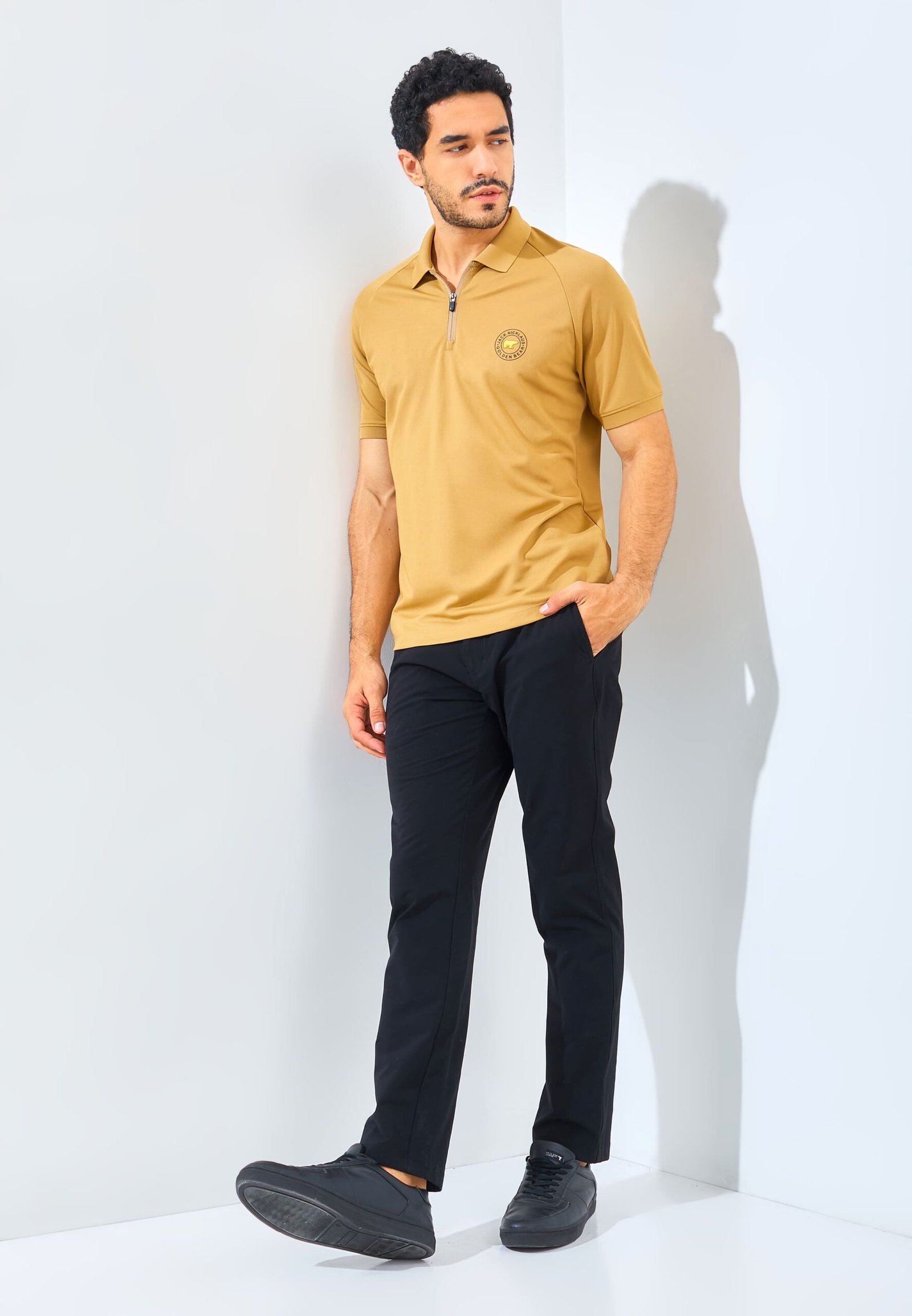 Jack Nicklaus Ferris Polo Shirt Pria Slim Fit Khaki - Image 6