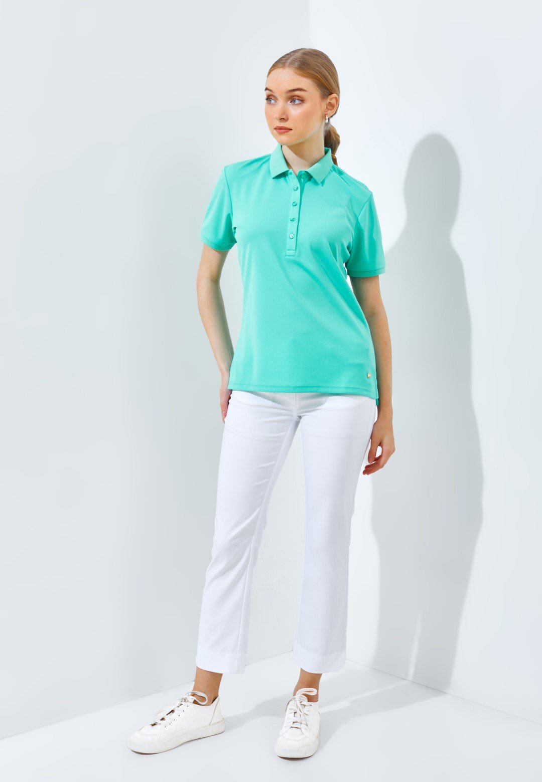Jack Nicklaus Cherokee Premium Solid Polo Ladies Green Shore - Image 5