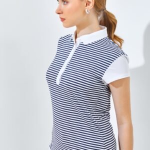 Jack Nicklaus Chrystal Premium Body Stripe Polo Ladies Bright White