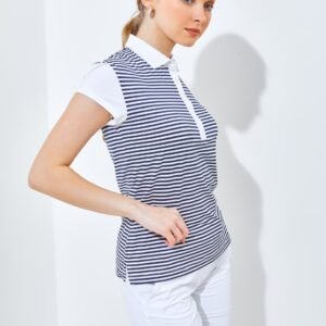 Jack Nicklaus Chrystal Premium Body Stripe Polo Ladies Bright White