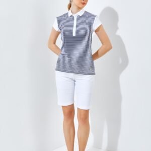 Jack Nicklaus Chrystal Premium Body Stripe Polo Ladies Bright White