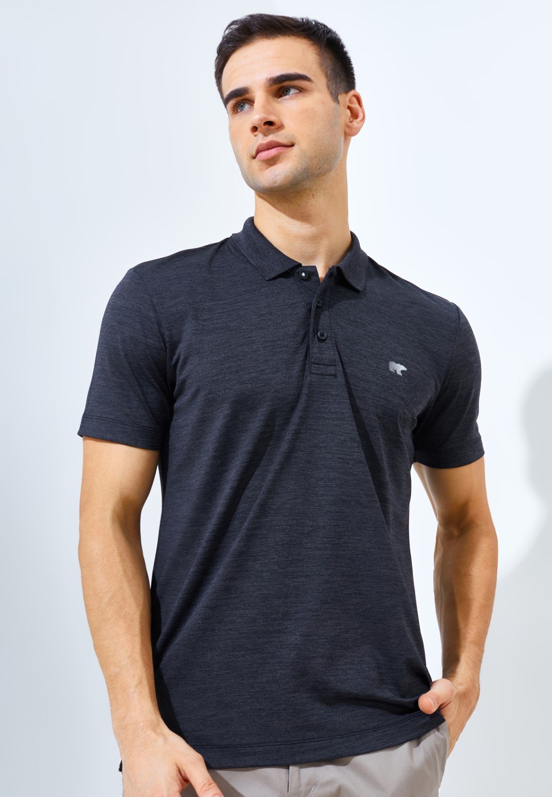 Jack Nicklaus Corvette Polo Shirt Pria Slim Fit Black