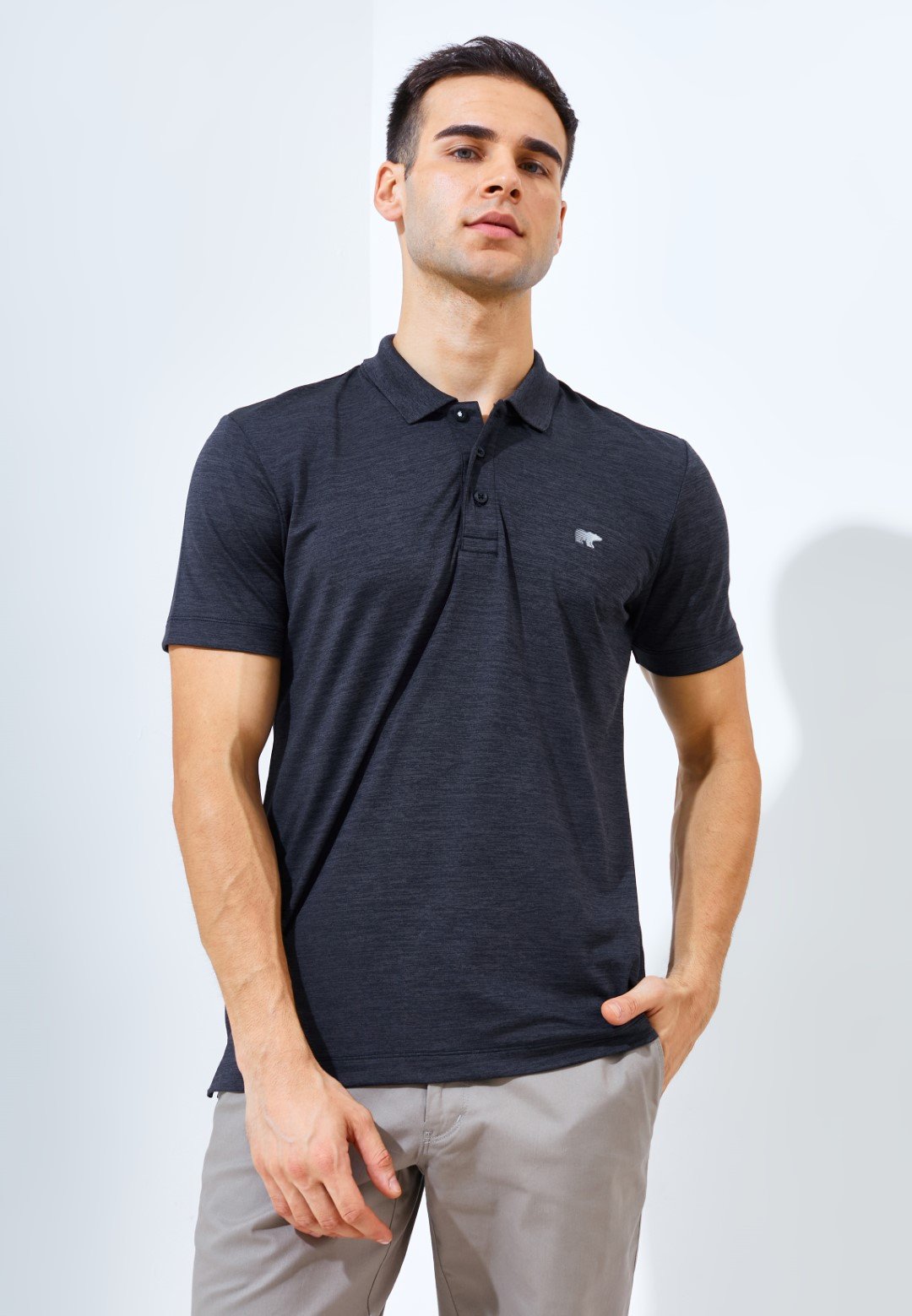 Jack Nicklaus Corvette Polo Shirt Pria Slim Fit Black - Image 3