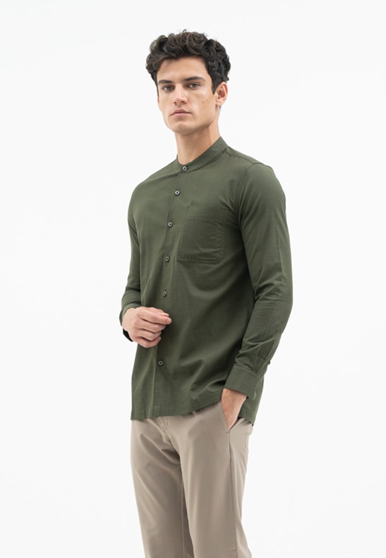 Jack Nicklaus Jet Set Kemeja Pria Lengan Panjang Slim Fit Army Green - Image 2