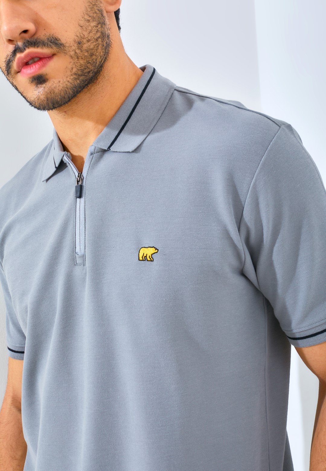 Jack Nicklaus Opera Polo Shirt Pria Regular Fit Monument Grey - Image 5