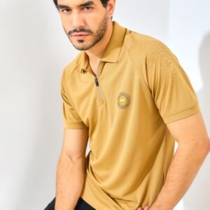 Jack Nicklaus Ferris Polo Shirt Pria Slim Fit Khaki