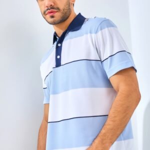 Jack Nicklaus Francofonte Premium Regatta Stripe Polo Blue Robin