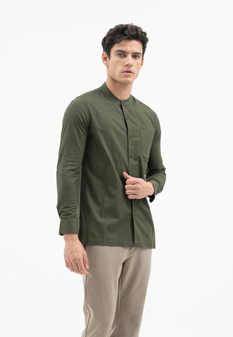 Jack Nicklaus Jet Set Kemeja Pria Lengan Panjang Slim Fit Army Green - Image 4