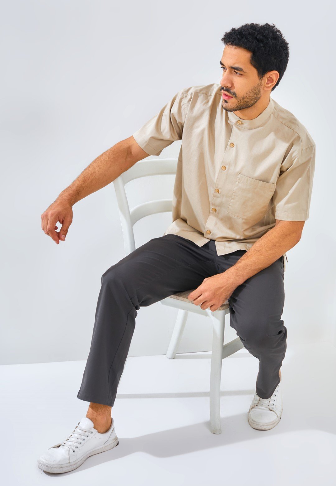 Jack Nicklaus Elite Kemeja Pria Lengan Pendek Slim Fit Khaki - Image 6