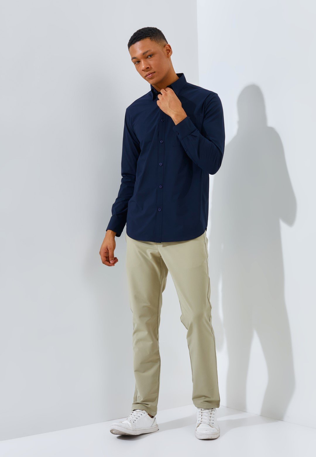 Jack Nicklaus Dapper Groove Kemeja Pria Lengan Panjang Slim Fit Navy - Image 4