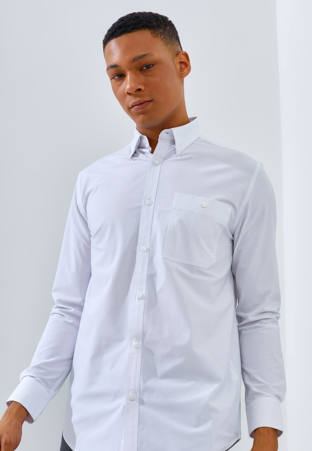 Jack Nicklaus Dapper Groove Kemeja Pria Lengan Panjang Slim Fit White