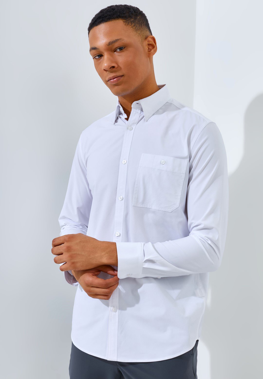 Jack Nicklaus Dapper Groove Kemeja Pria Lengan Panjang Slim Fit White - Image 2