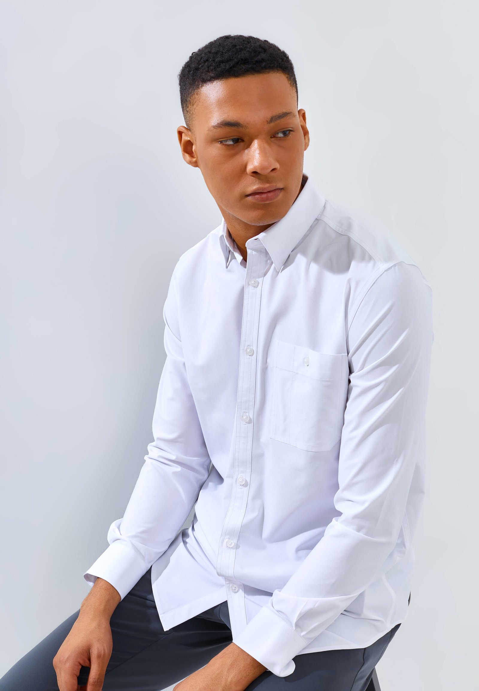 Jack Nicklaus Dapper Groove Kemeja Pria Lengan Panjang Slim Fit White - Image 5