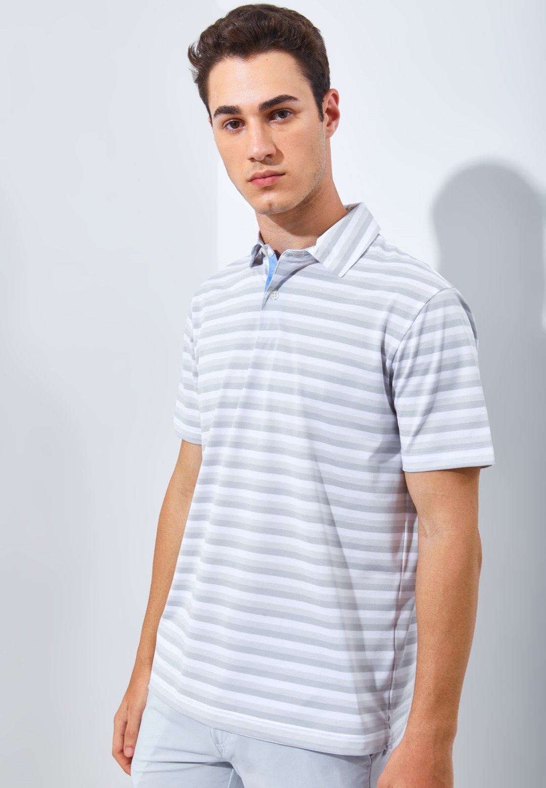 Jack Nicklaus Daytona Premium Heather Stripe Polo Silver Coast - Image 2