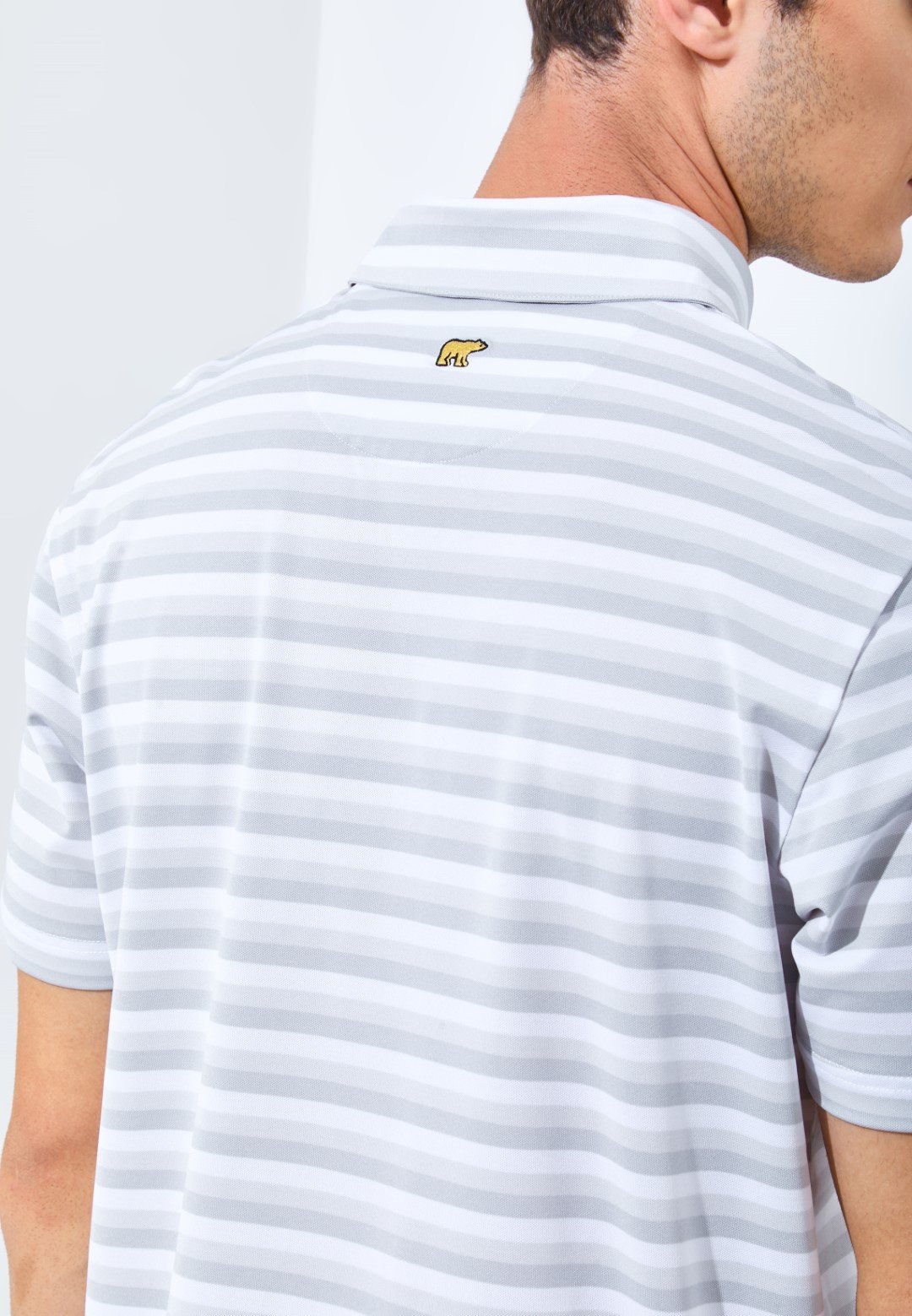 Jack Nicklaus Daytona Premium Heather Stripe Polo Silver Coast - Image 5