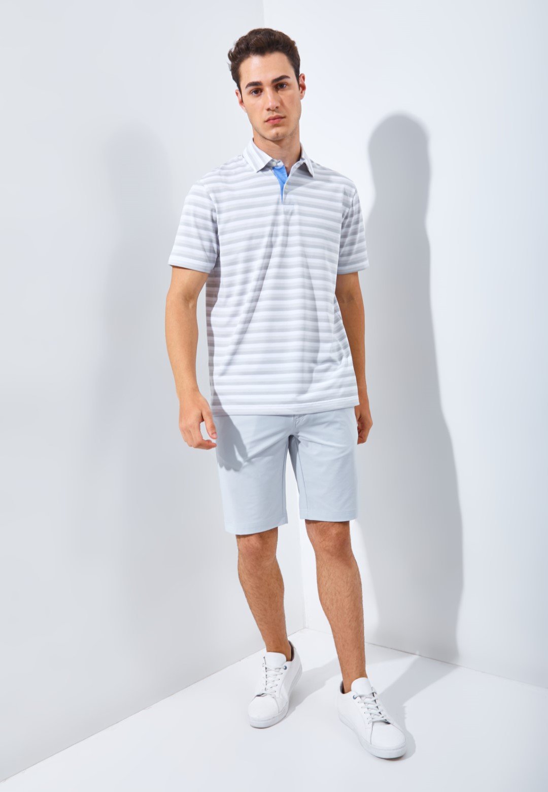 Jack Nicklaus Daytona Premium Heather Stripe Polo Silver Coast - Image 6