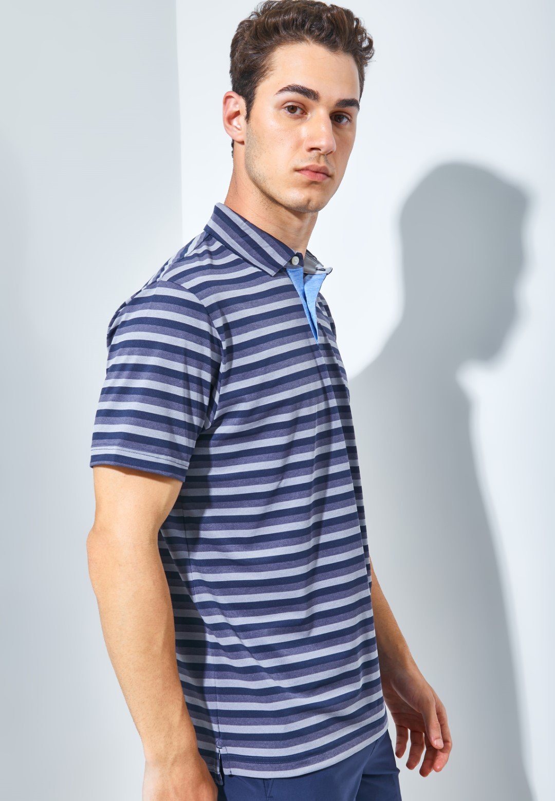 Jack Nicklaus Daytona Premium Heather Stripe Polo Classic Navy - Image 2