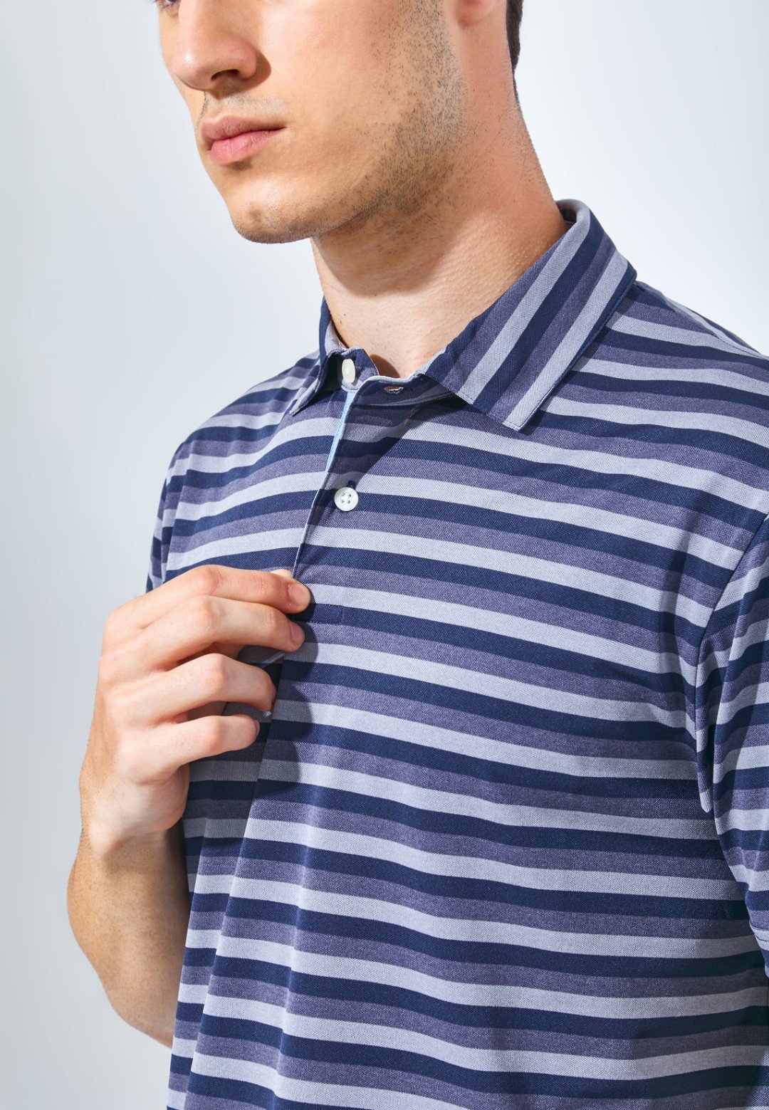 Jack Nicklaus Daytona Premium Heather Stripe Polo Classic Navy - Image 3
