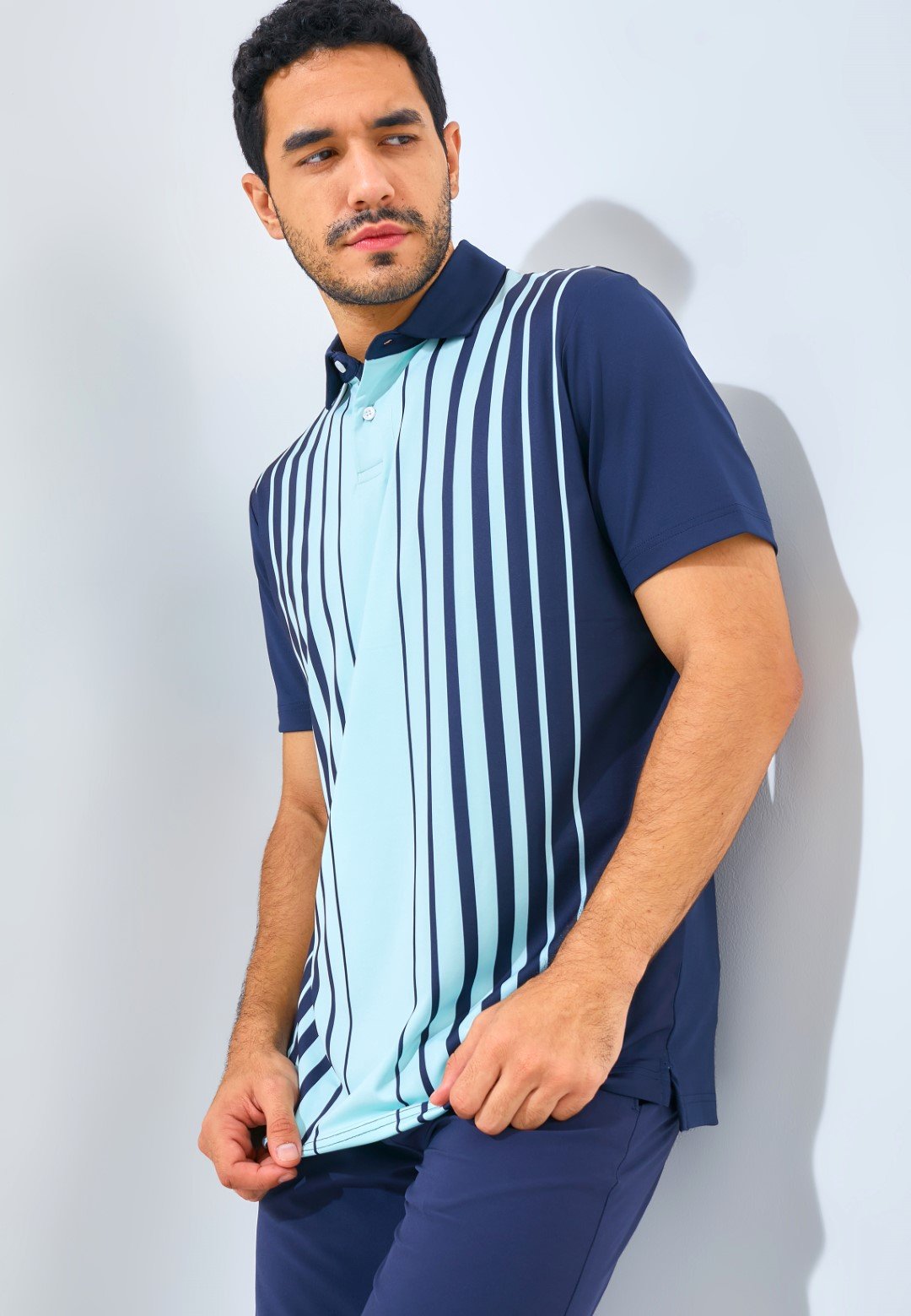 Jack Nicklaus Noto Premium Vertical Stripe Polo Regular Fit Sea Front - Image 2