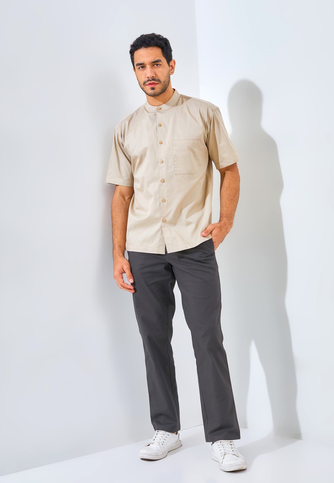 Jack Nicklaus Elite Kemeja Pria Lengan Pendek Slim Fit Khaki - Image 4