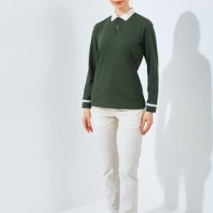 Jack Nicklaus Debby Ladies Premium Contrast Collar Polo Virtual Olive