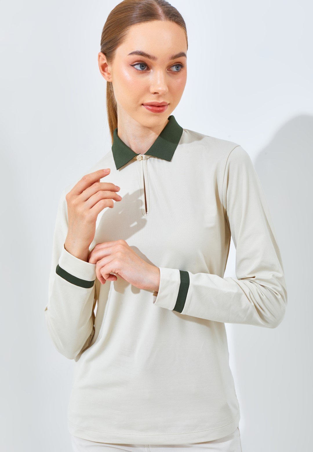 Jack Nicklaus Debby Ladies Premium Contrast Collar Polo Ice Stone