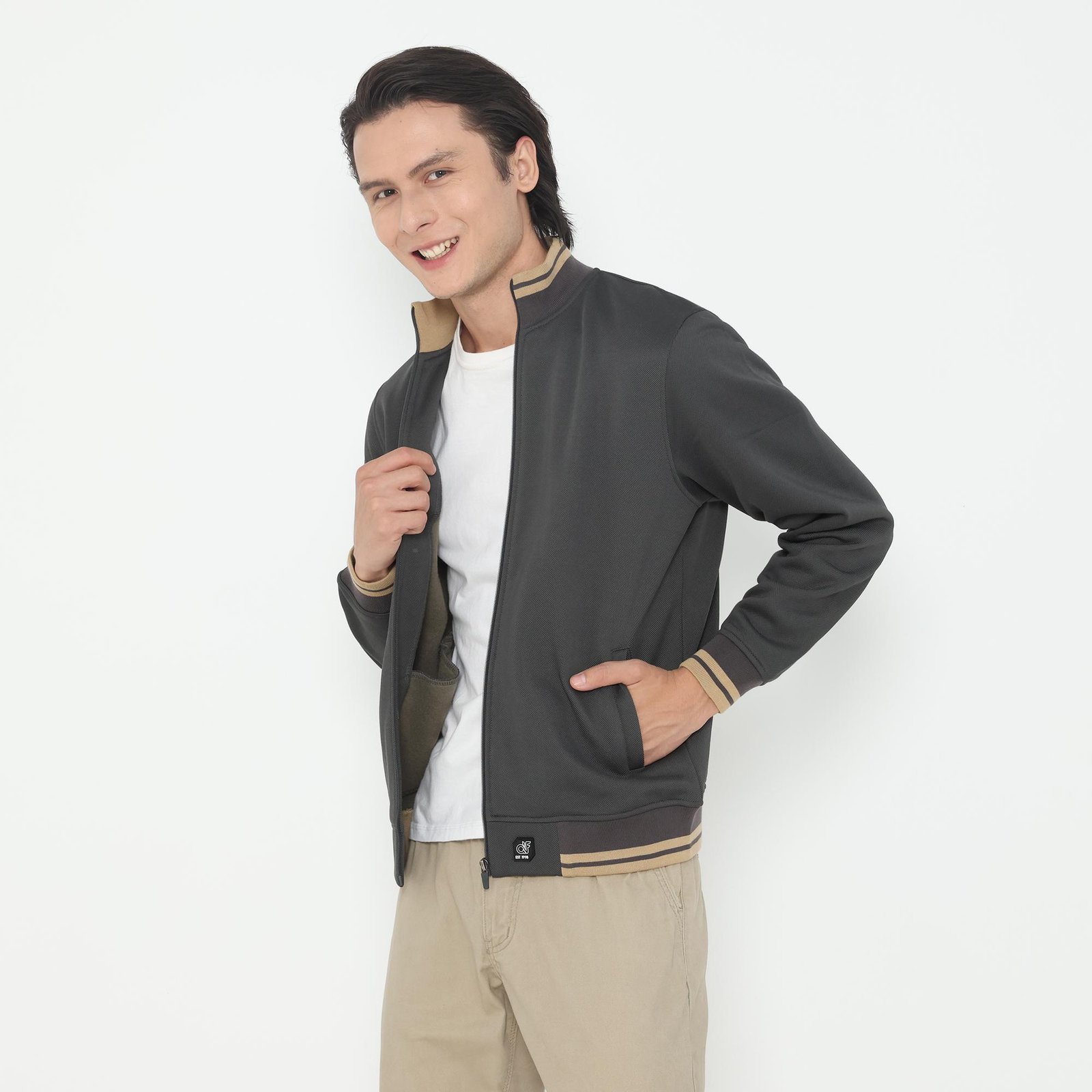 d&f Jaket Bomber Pria – Abu tua - Image 2