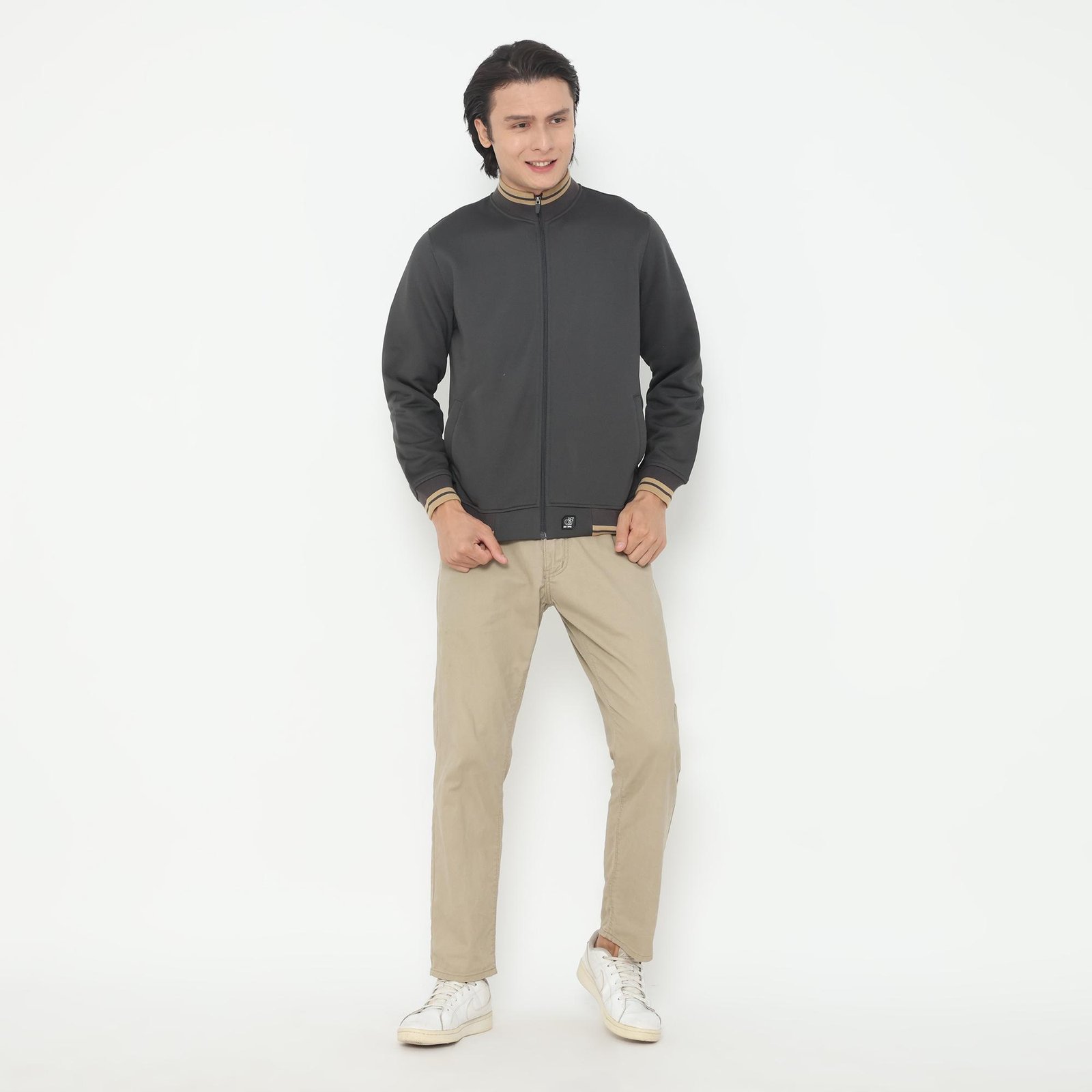 d&f Jaket Bomber Pria – Abu tua - Image 5
