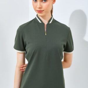 Jack Nicklaus Diana Ladies Premium Solid Zip Polo Virtual Olive