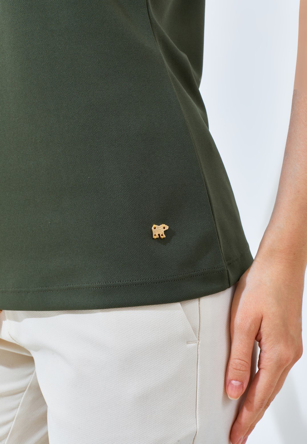 Jack Nicklaus Diana Ladies Premium Solid Zip Polo Virtual Olive - Image 5