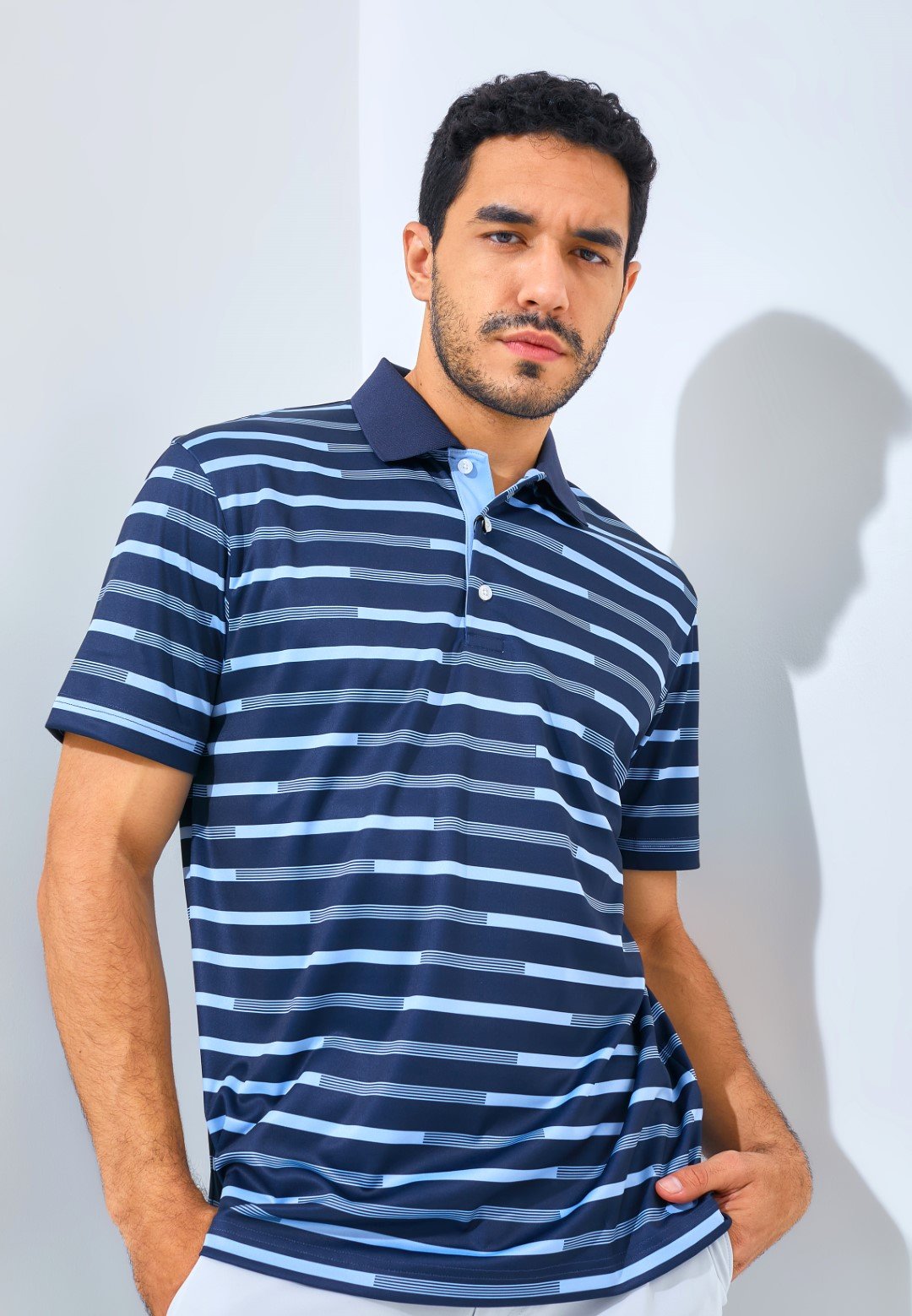 Jack Nicklaus Gangi Premium Regatta Stripe Polo Classic Navy