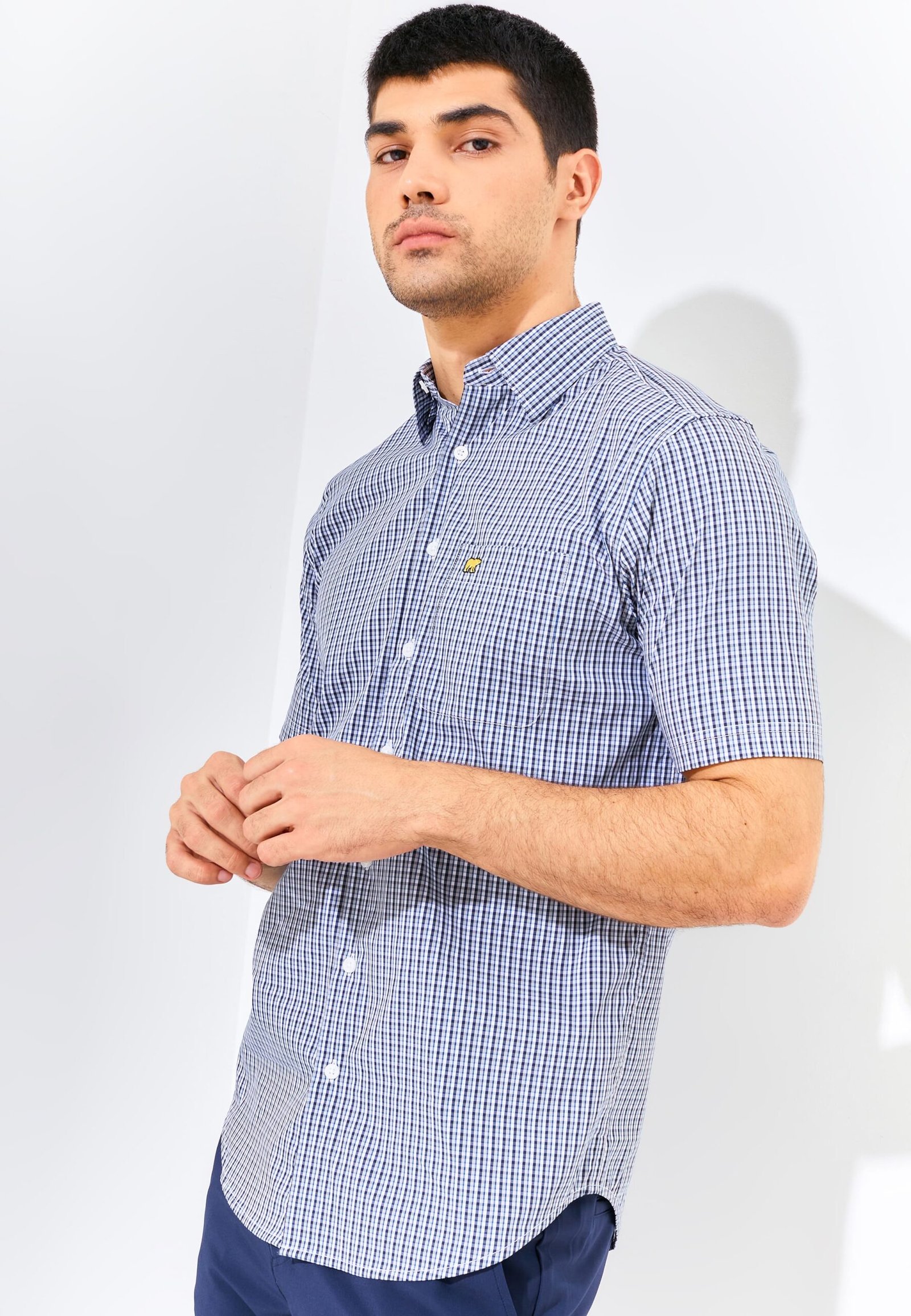 Jack Nicklaus Dario Harrow Plaid Short Sleeve Silver Taupe - Image 5