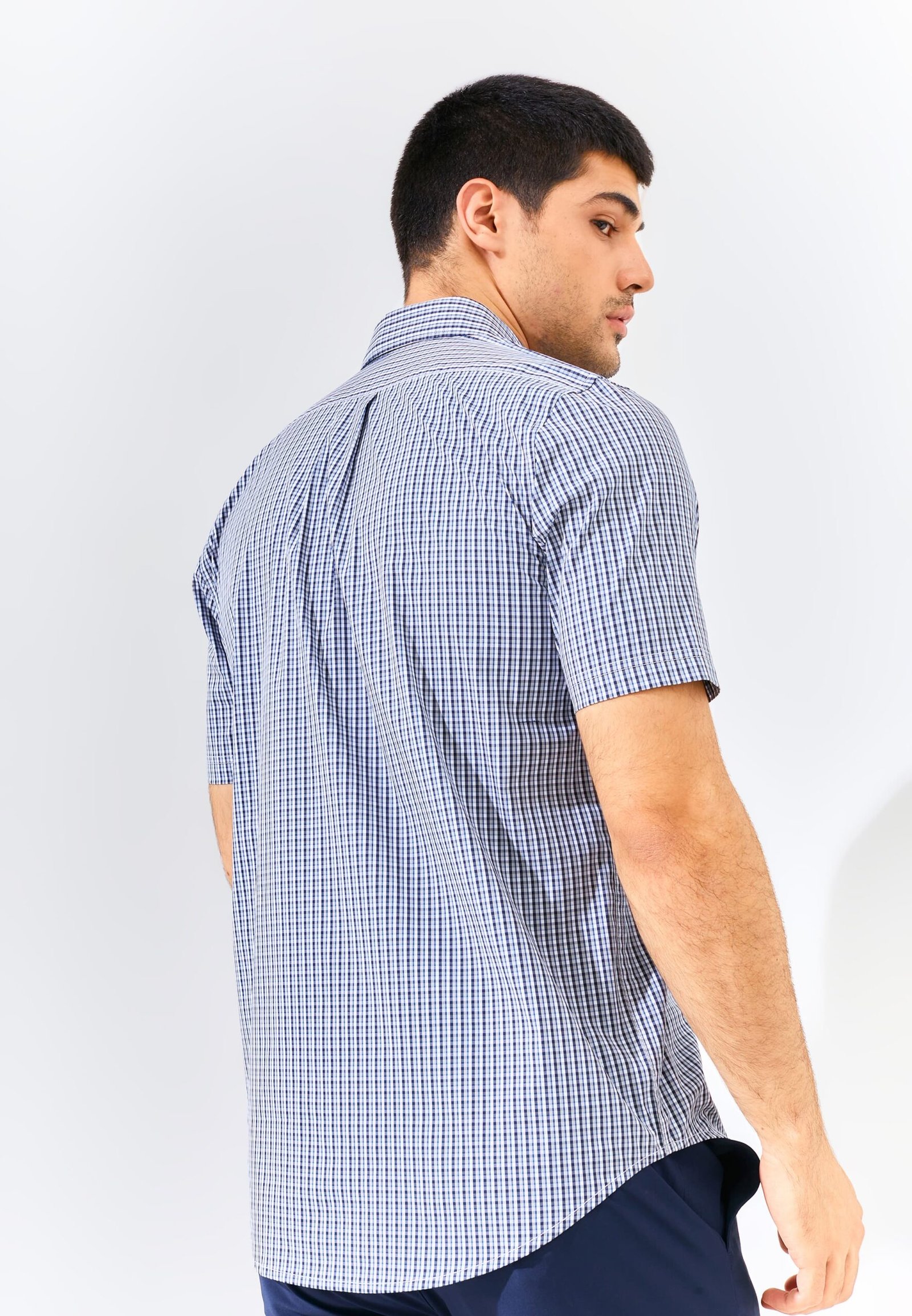 Jack Nicklaus Dario Harrow Plaid Short Sleeve Silver Taupe - Image 3
