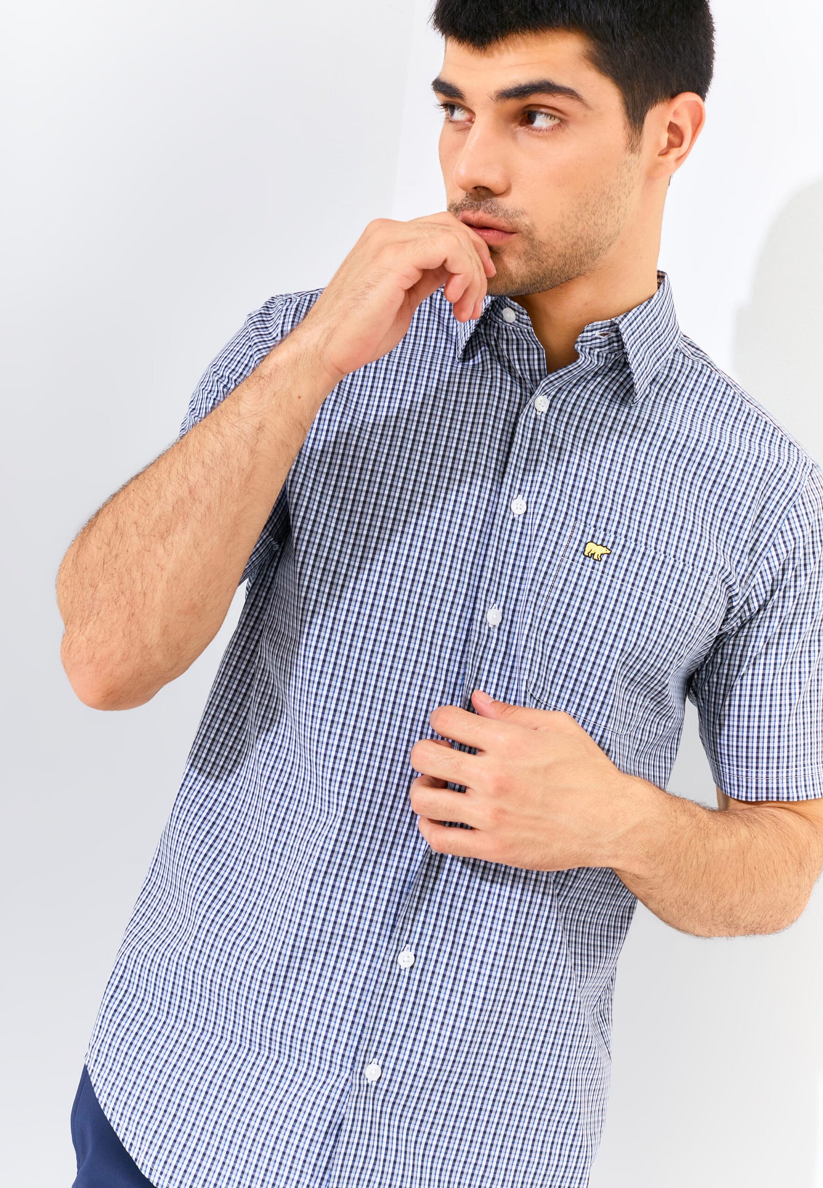 Jack Nicklaus Dario Harrow Plaid Short Sleeve Silver Taupe - Image 2