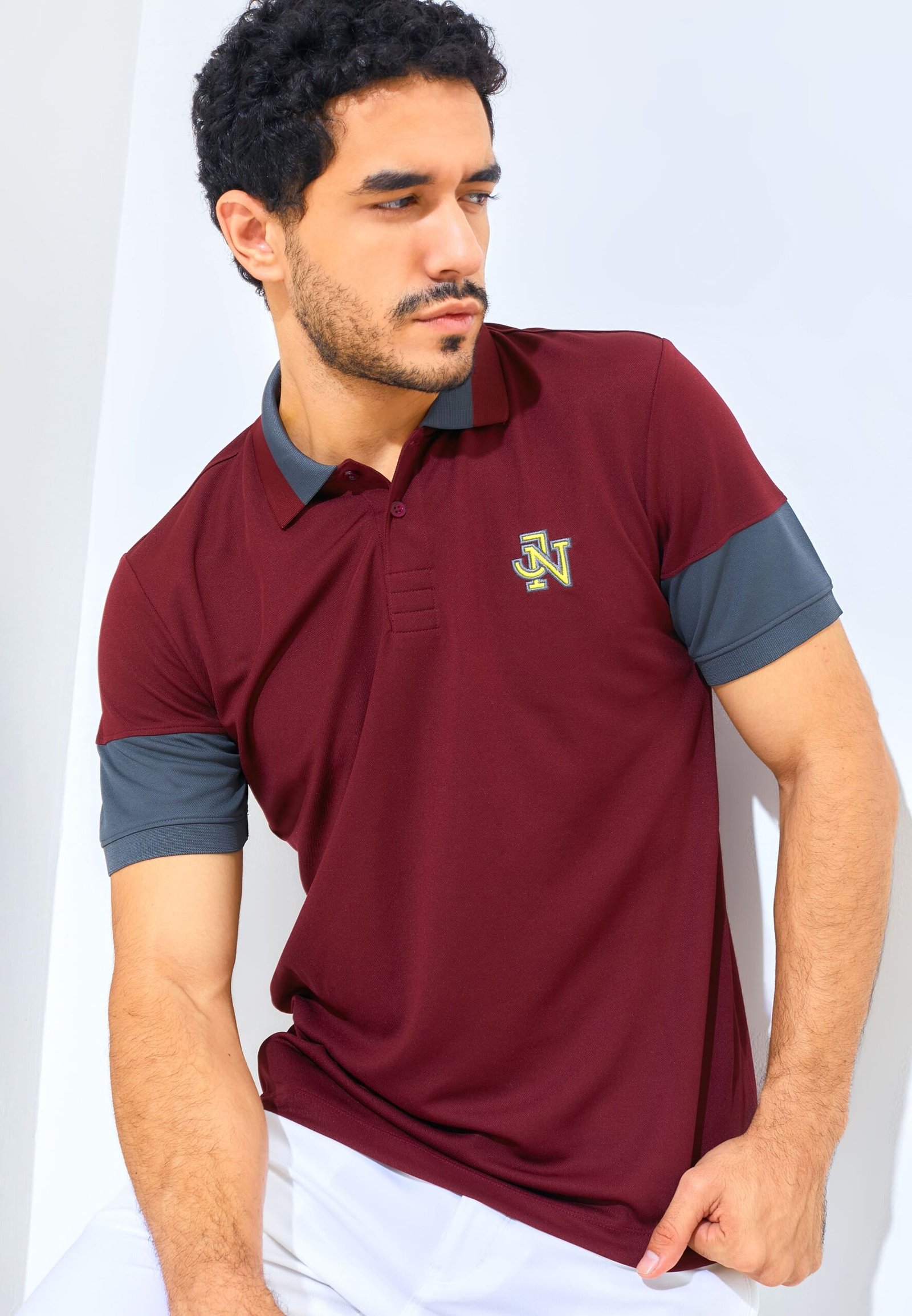 Jack Nicklaus Clark Polo Shirt Pria Slim Fit Burgundy - Image 4