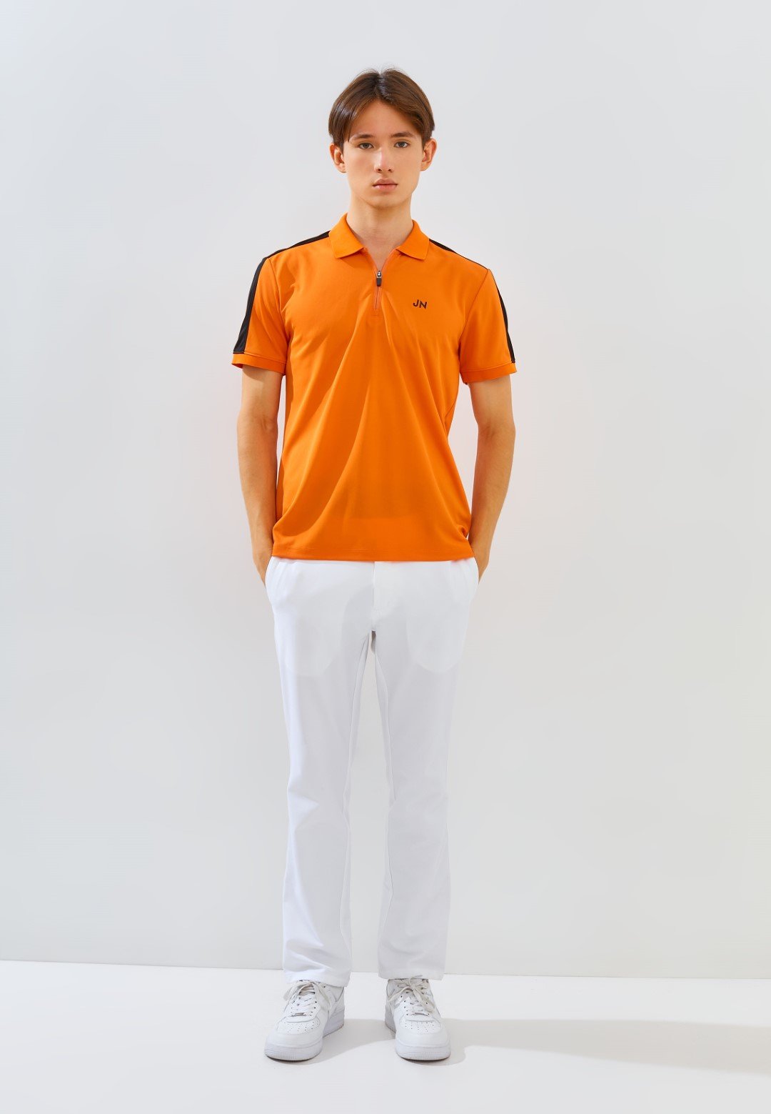 Jack Nicklaus Eminent Polo Shirt Pria Slim Fit Autumn Orange - Image 5