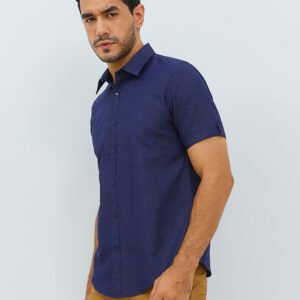 Jobb Evins Kemeja Pria Lengan Pendek Slim Fit Navy