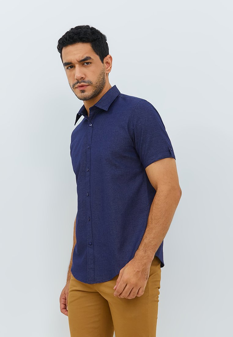 Jobb Evins Kemeja Pria Lengan Pendek Slim Fit Navy - Image 2