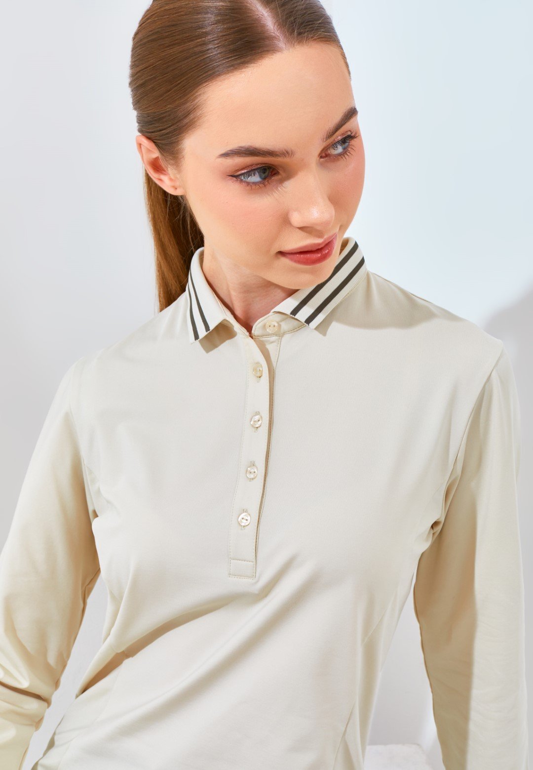 Jack Nicklaus Ferine Ladies Premium Solid Polo Ice Stone - Image 4