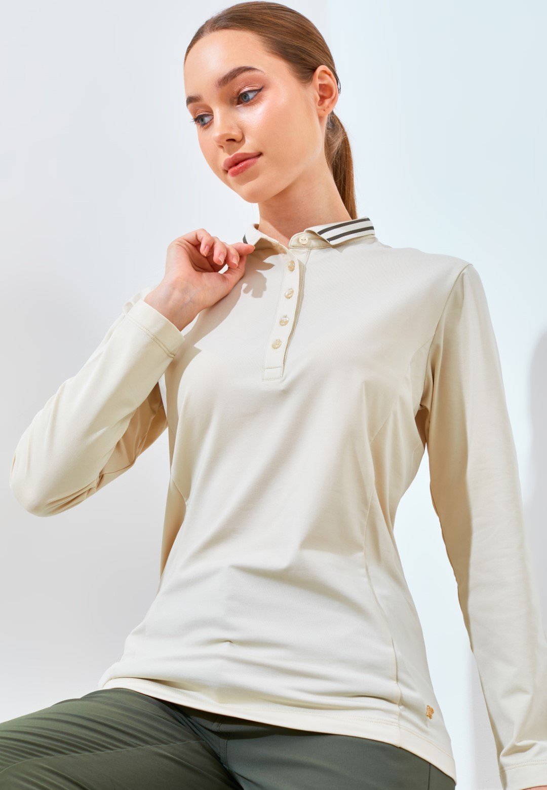 Jack Nicklaus Ferine Ladies Premium Solid Polo Ice Stone - Image 5