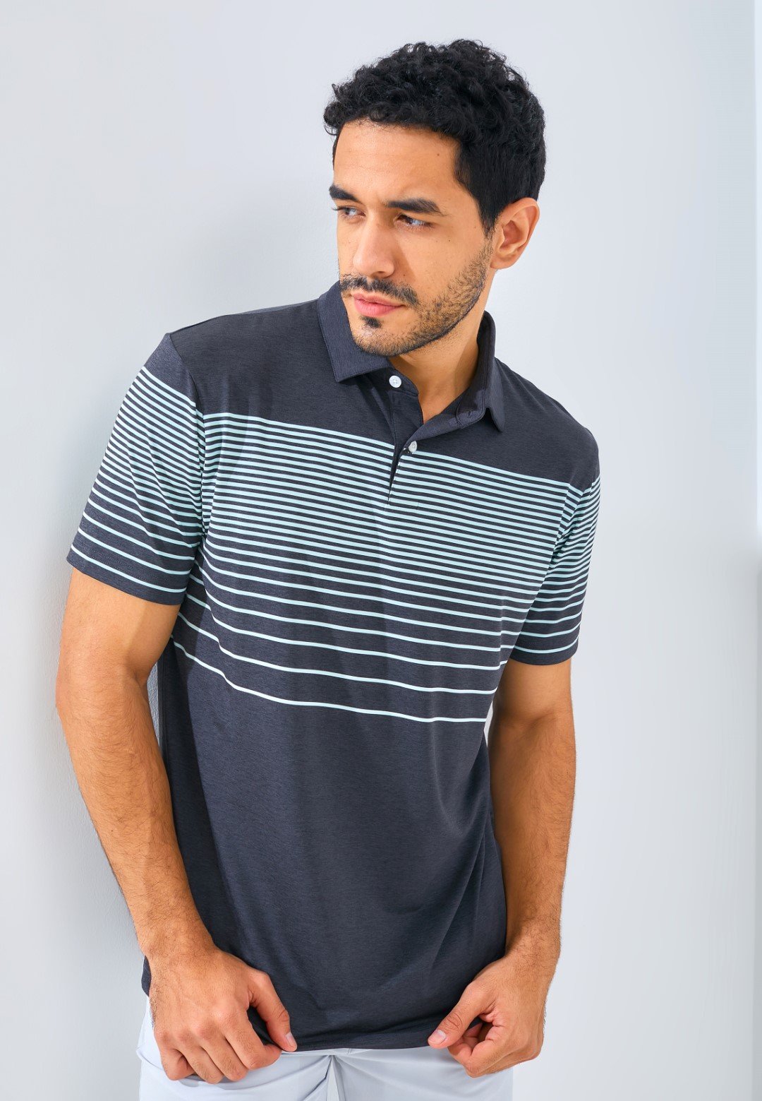 Jack Nicklaus Monreale Premium Fine Chest Stripe Polo Regular Fit Caviar - Image 2
