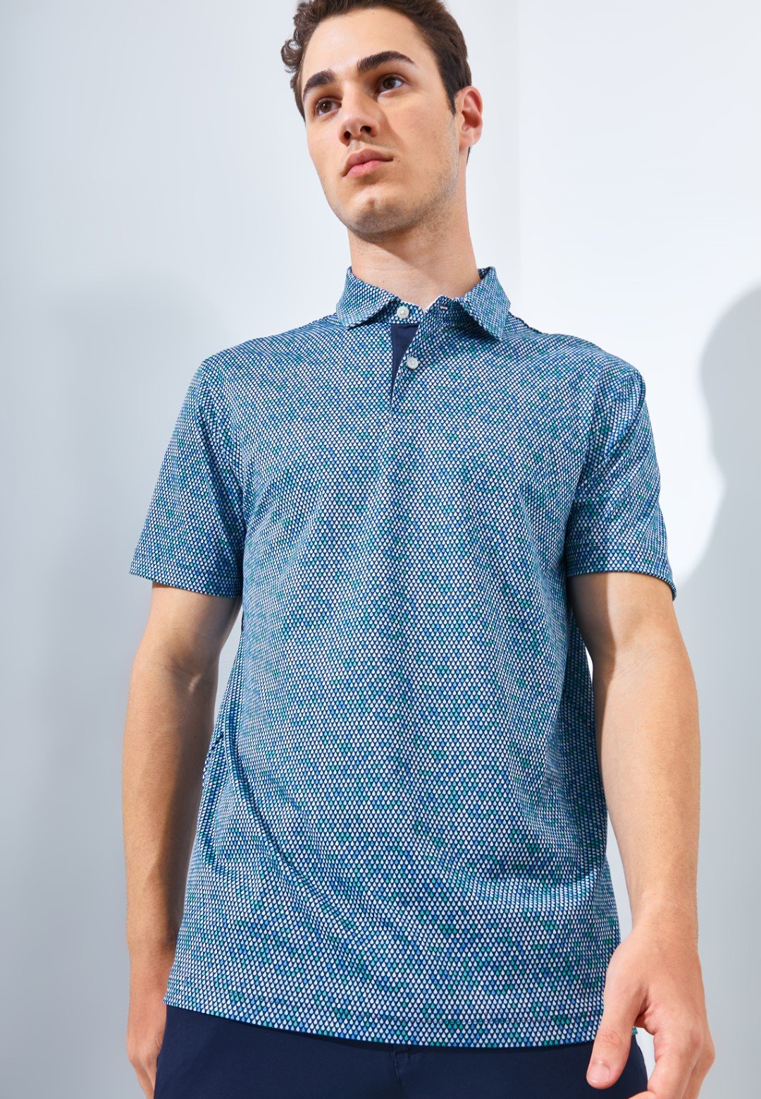 Jack Nicklaus Forbes Premium Tile Print Polo Classic Navy