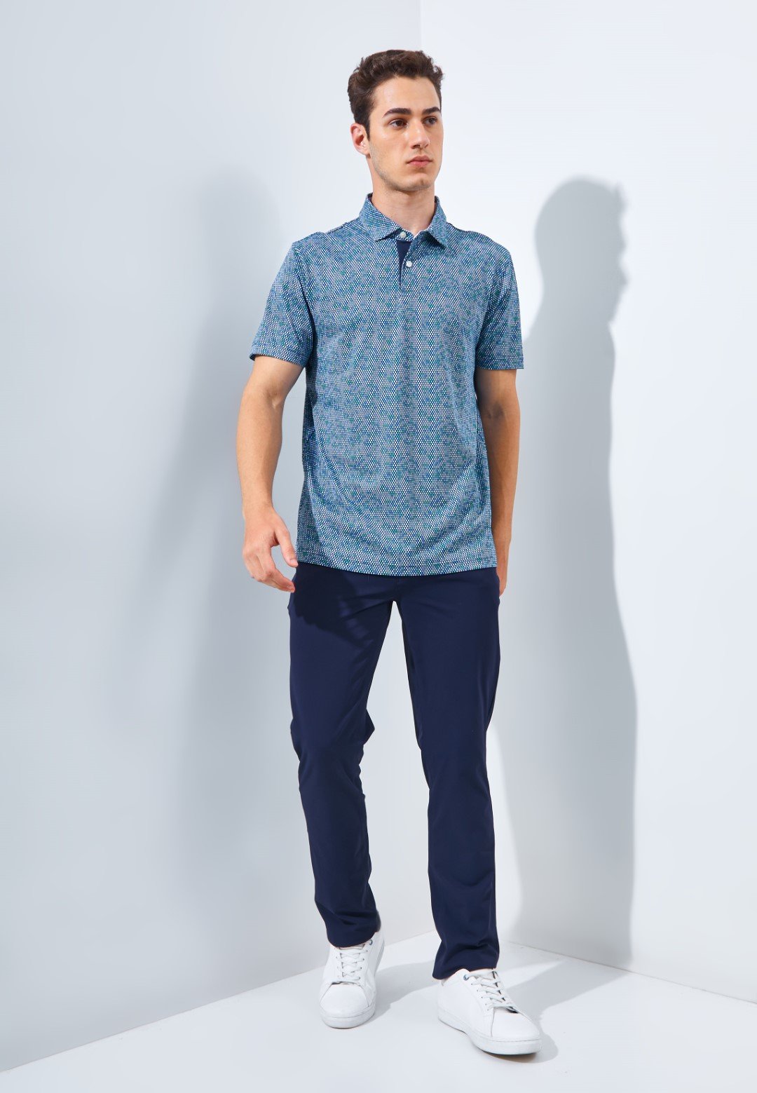 Jack Nicklaus Forbes Premium Tile Print Polo Classic Navy - Image 6