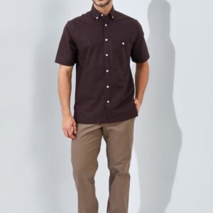 Jack Nicklaus Frederick Kemeja Pria Lengan Pendek Regular Fit Dark Brown