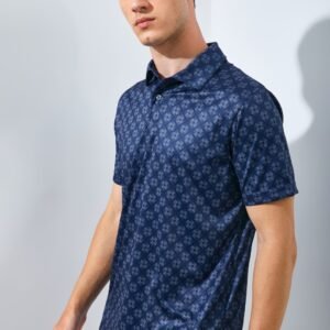 Jack Nicklaus Fynnvalley Premium Lattice Print Polo Classic Navy