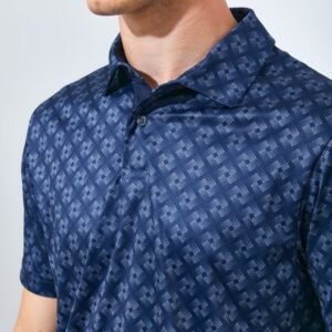 Jack Nicklaus Fynnvalley Premium Lattice Print Polo Classic Navy
